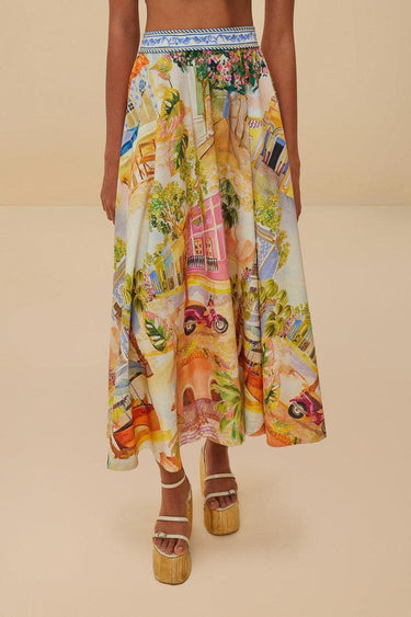 Aracati Multicolor Midi Skirt-Skirts & Shorts-Farm Rio-Debs Boutique